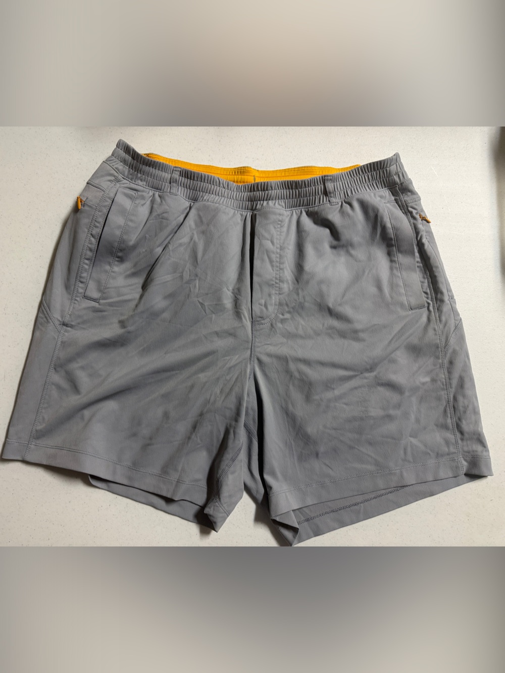 Birddogs Gray Athletic Shorts with Yellow Waistband